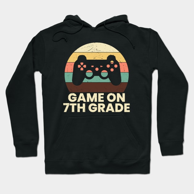 Game On 7th Grade Vintage Sunset Gamer Hoodie by busines_night